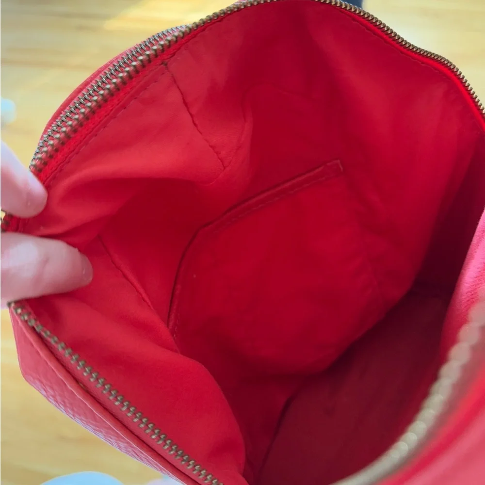 Salmon colored Real Italian leather mini backpack with gold hardware